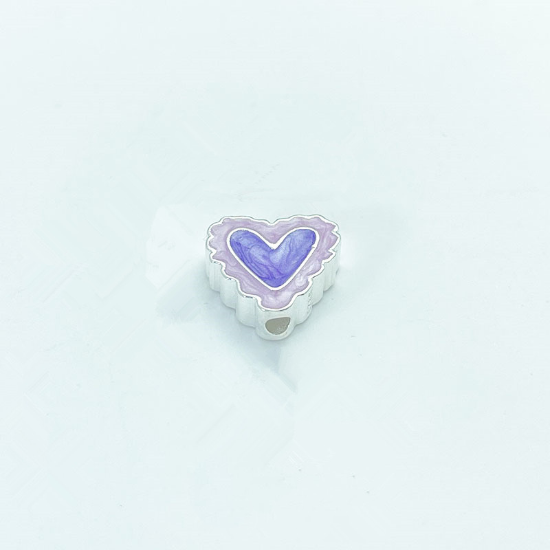 S925纯银烧蓝滴胶爱心桃心隔珠