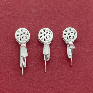 S925纯银吊坠扣项链扣接头扣头斜孔扣福字扣玉石夹扣万能扣连接扣