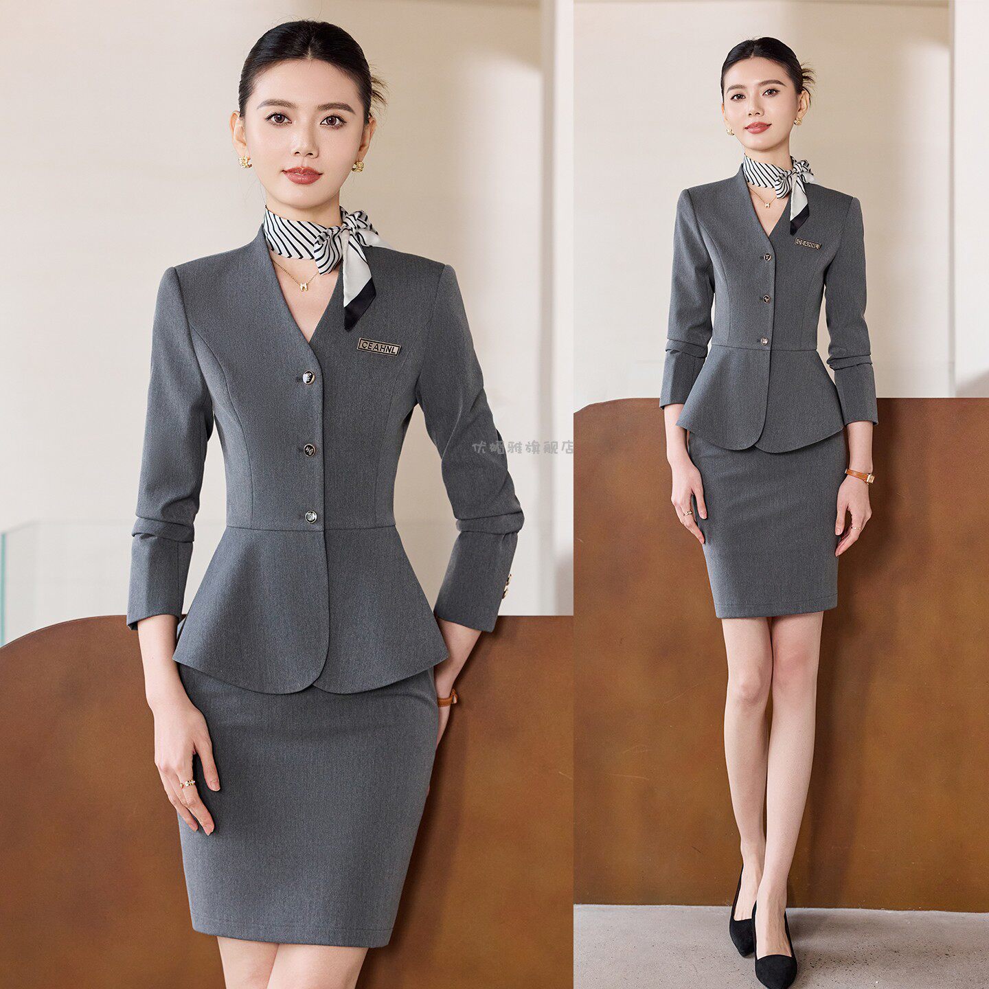 职业装套装女2025秋冬新款长袖西装珠宝店销售酒店前台工作服高端