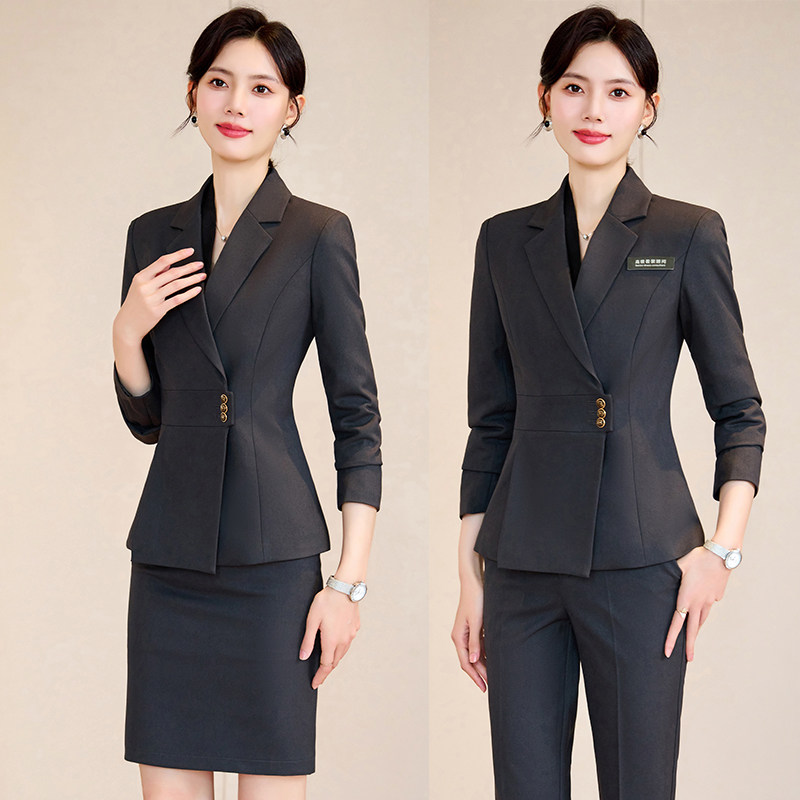 2024年秋上班服气质长袖套装酒店经理珠宝店工作服时尚案场西服女