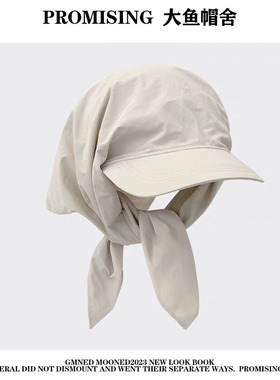 Jennie同款头巾帽子小众甜美防晒绑带防晒遮阳帽户外露营风鸭舌帽