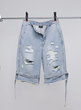 M26D 绑带牛仔七分裤宽松潮流夏季