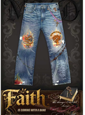 M26D “FAITH” 3D立体打印牛仔裤美式复古潮流