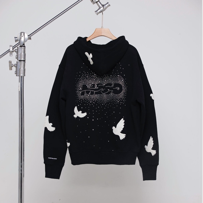 M26D “NO MORE WAR”鸽子烫钻拉链连帽卫衣