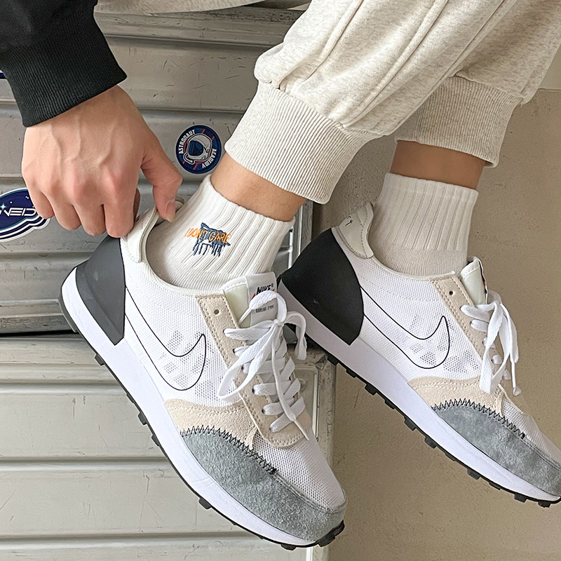 5双男士春夏纯棉短筒袜ins刺绣运动街拍国潮日系白袜嘻哈吸汗低帮