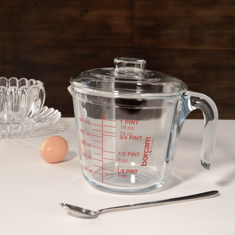 土耳其进口耐高温玻璃量杯带盖带刻度有手柄厨房烘焙食品级打蛋杯
