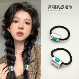 复古藏族仿绿松石发扣发圈波西米亚民族风小众发尾装饰发卡皮筋女