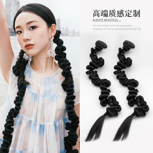 网红双马尾辫子成品扭扭辫拳击辫假发发圈一扎即可懒人假发发辫潮