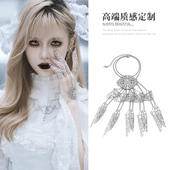 暗黑千金哥特风金属指甲套一体式 手链异域风流苏手镯变装 造型配饰