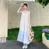 韩系甜美木耳边碎花吊带连衣裙女2025夏季新款氛围感宽松a字长裙，女装连衣裙，浙宝183