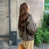 减龄复古炸街咖色翻领皮衣短外套女春秋2025新款高级感PU夹克超火，女装皮衣，浙宝183