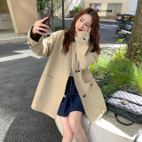 183-6805P175K258撞色拼接廓形设计感风衣外套，女装风衣，浙宝183