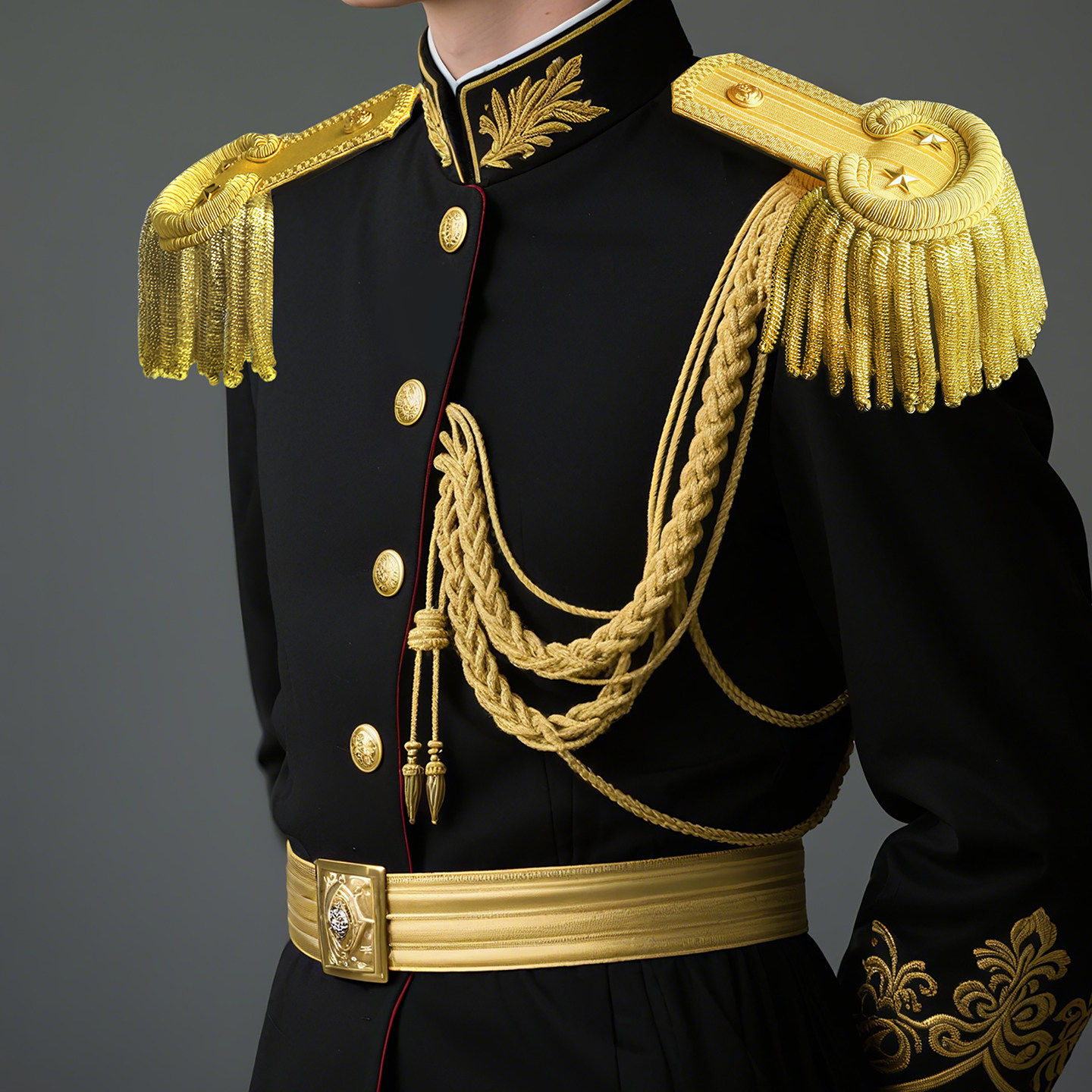 手工金色铜丝流苏肩章 皇家礼服表演服cosplay金属丝肩章收藏品