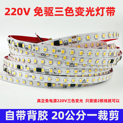 220V免驱三色变光灯带