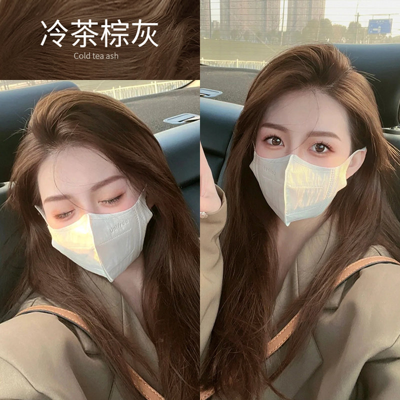 免漂冷茶棕灰色染发剂膏显白植物亚麻灰冷黑咖栗棕色自己在家染发