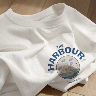 夏天纯棉短袖男时尚潮牌ins宽松圆领高街日系风情侣T恤男女生上衣