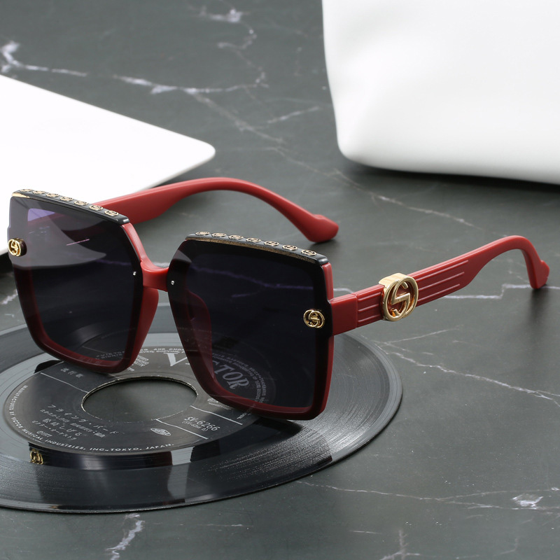 轻奢大红色女士偏光太阳眼镜女防紫外线大框显瘦圆脸显白高级感