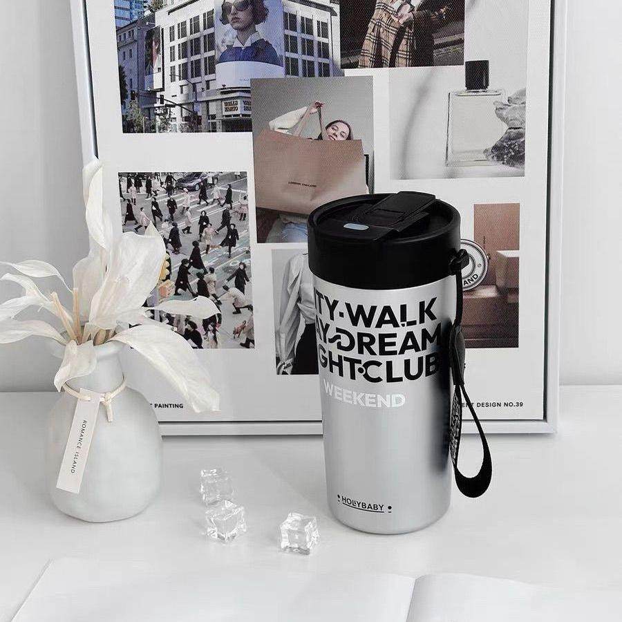 Hollybaby陶瓷内胆保温杯男女学生高颜值拿铁咖啡随行手提水杯子