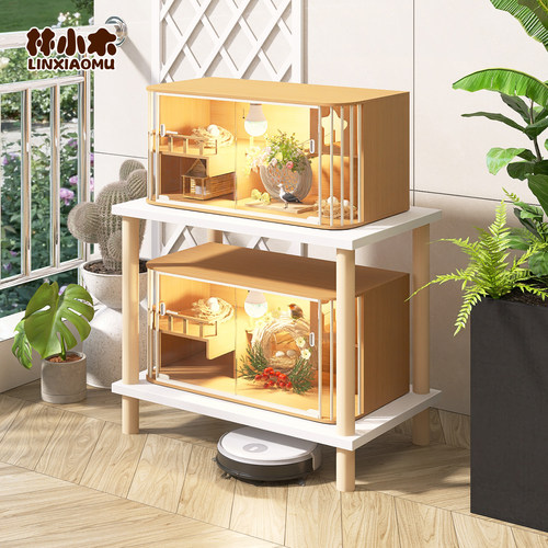 实木芦丁鸡饲养箱可移动置物架