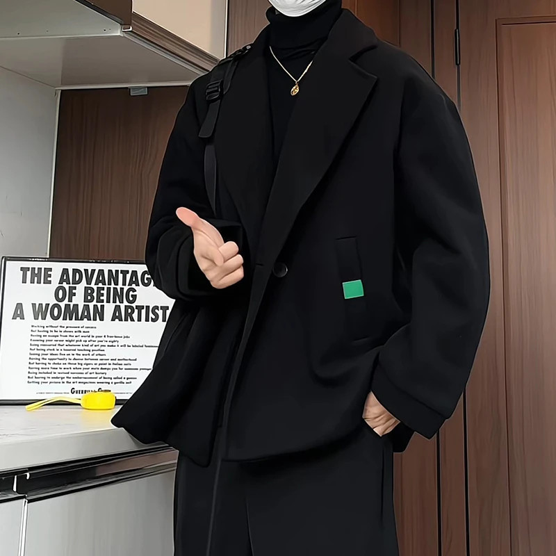 冬季风男模外套开春感短款西服韩系穿搭英伦风衣1121w