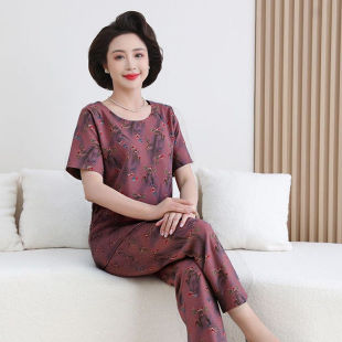 中老年女装夏季套装老年人短袖两件套妈妈装夏款套装50-60-70衣服