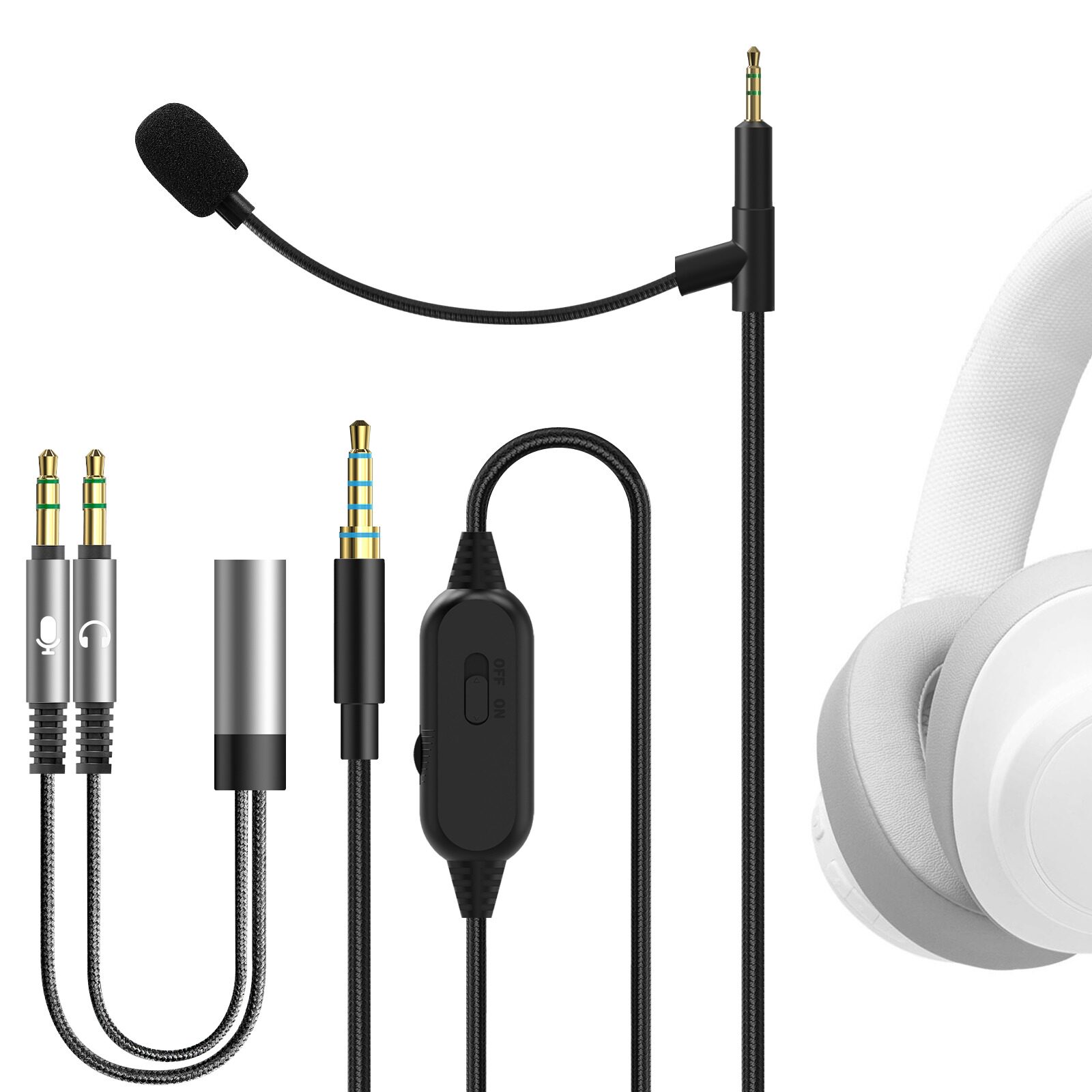 Geekria极客悦耳适用JBL Tune 770NC 3.5对2.5鹅颈麦+线控耳机线