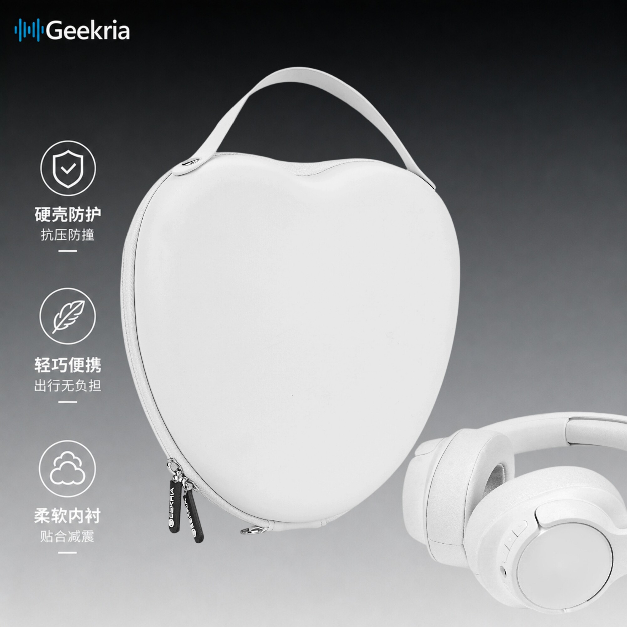 Geekria适用Bose Sony JBL中小型平放贴耳式耳机旅行便携硬壳包