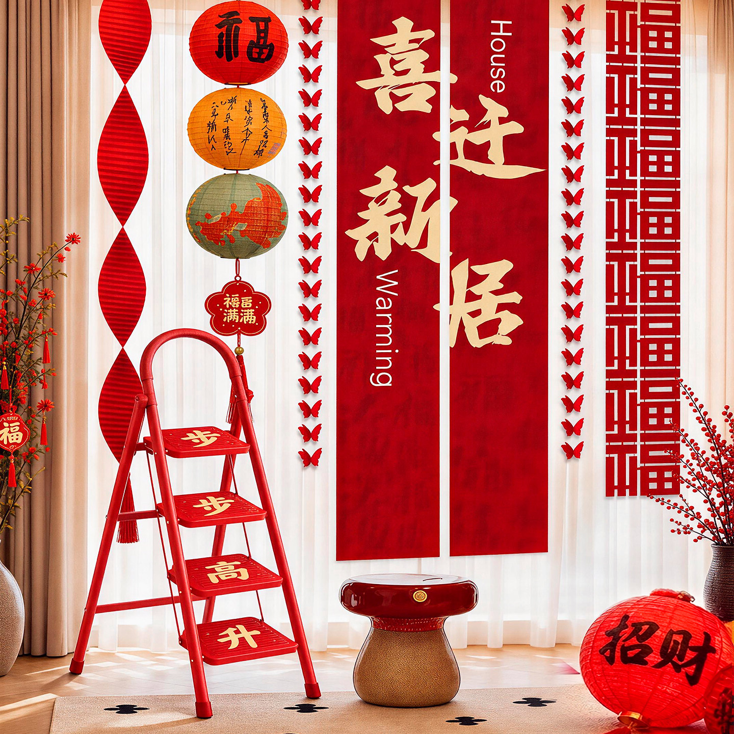 乔迁之喜新居客厅装饰挂布条幅