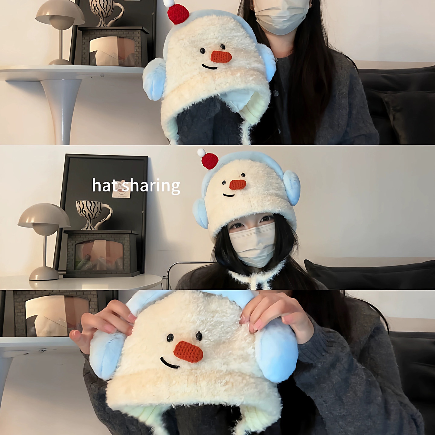 冬季女款护耳保暖显脸小雷锋帽