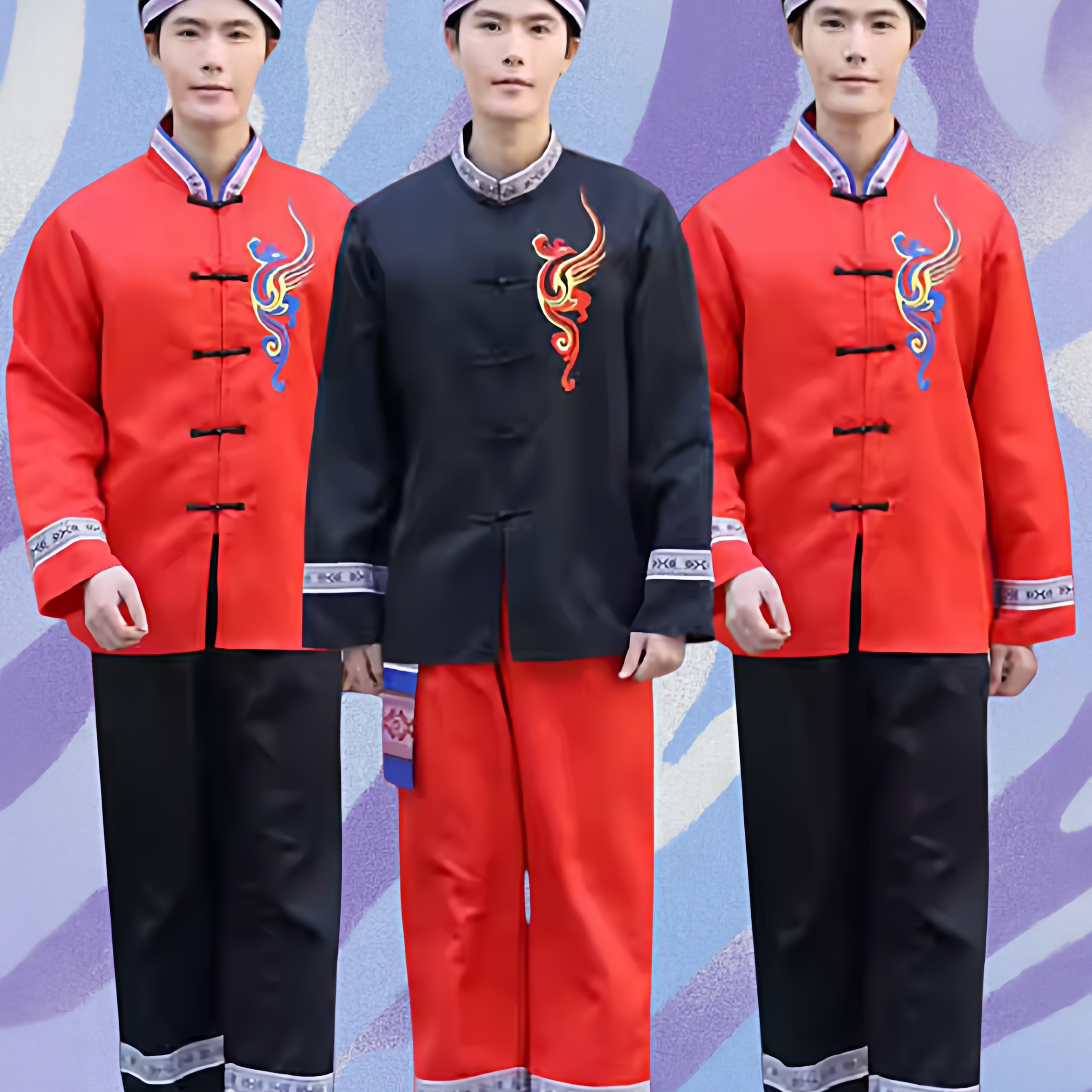 新中式畲族刺绣修身盘扣男唐装