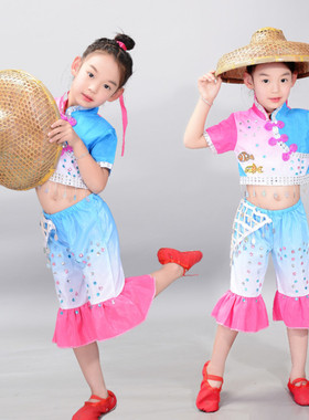 儿童舞蹈小荷风采三沙海娃演出服赶海的姑娘表演服新斗笠时尚复古
