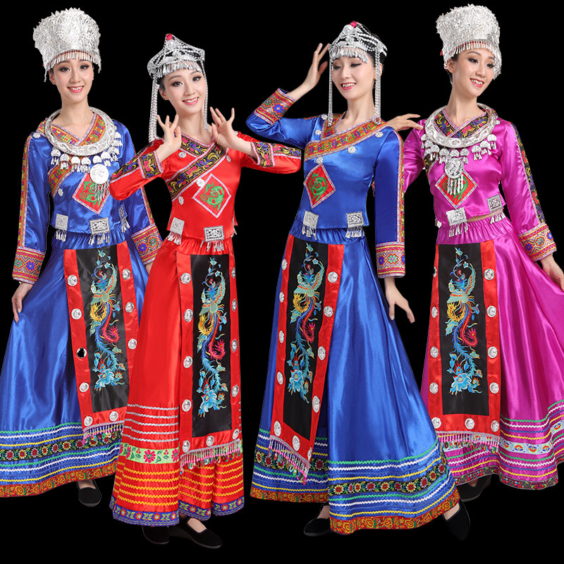 新款畲族舞台服装演出服成人冬装长款新民族服装全新包邮舞台服装