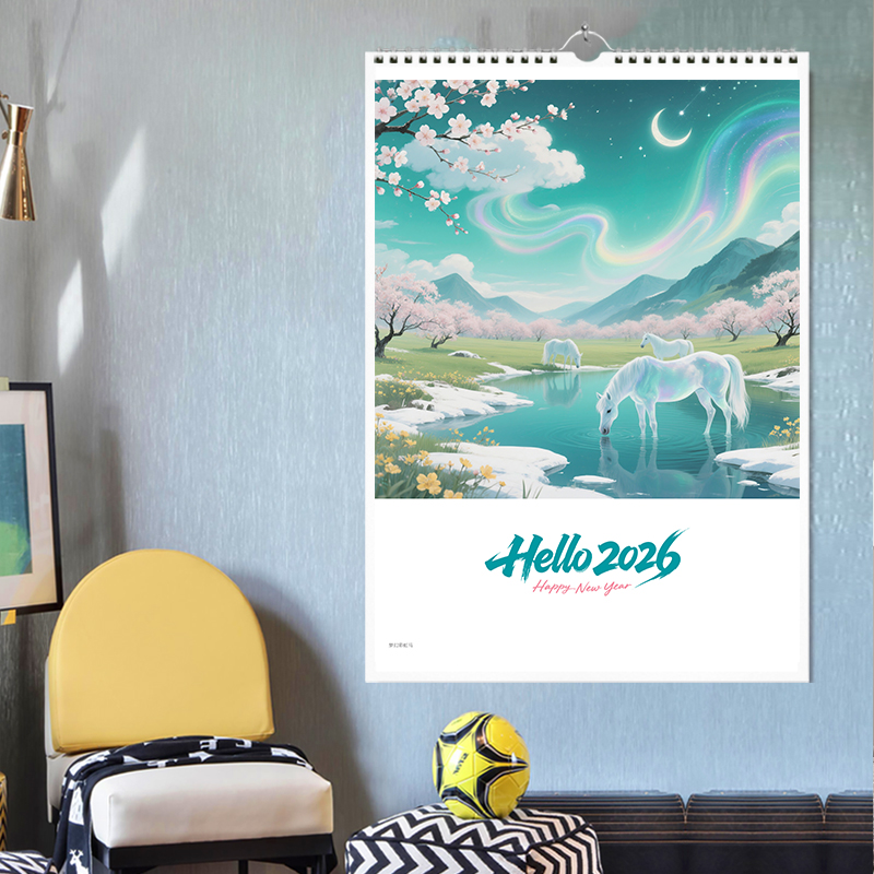 2026畅销花语马精美插画挂历销量TOP榜单月历家用挂墙翻页印刷