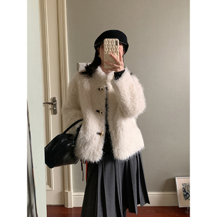 秋冬款 花总吖 韩系精致牛角扣加厚保暖毛毛外套小版 现货款