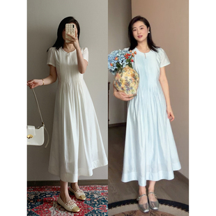 花总吖  夏款韩系重工打条设计优雅莫代尔连衣裙基础收腰连衣裙
