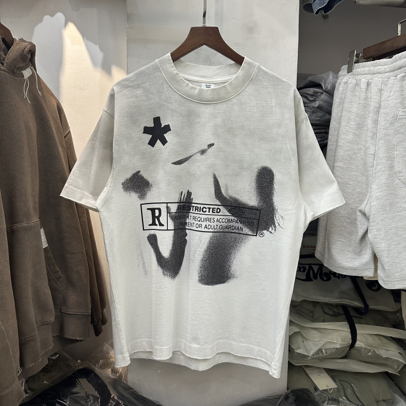 fgss2026夏季新款美式潮牌复古洗水做旧直喷印花男女宽松短袖T恤