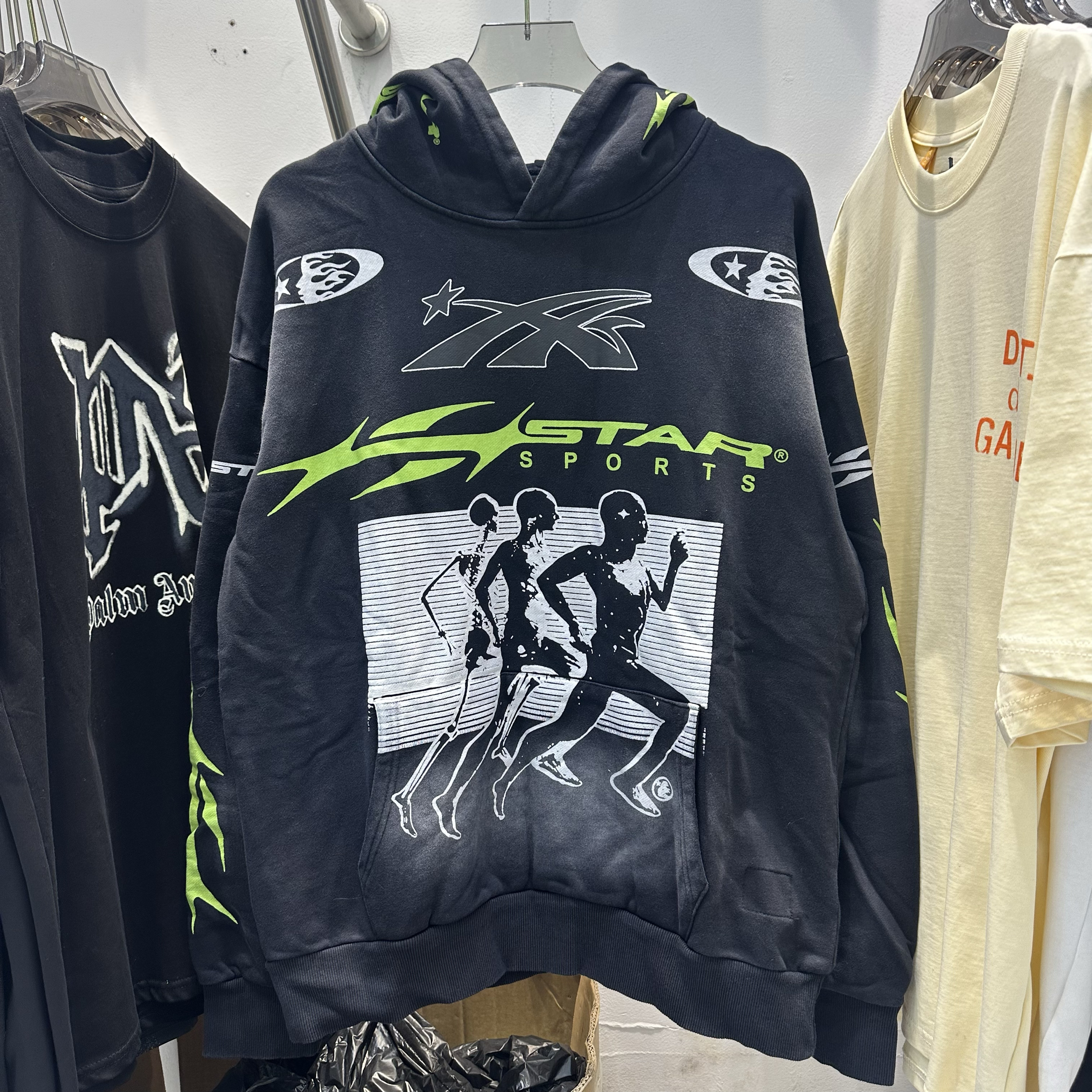 2025秋冬新款Hellstar潮牌洗水做旧地狱之星logo印花连帽卫衣男女