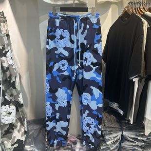 2025秋冬新款美式潮牌迷彩木棉花发泡印花男士宽松休闲长裤卫裤