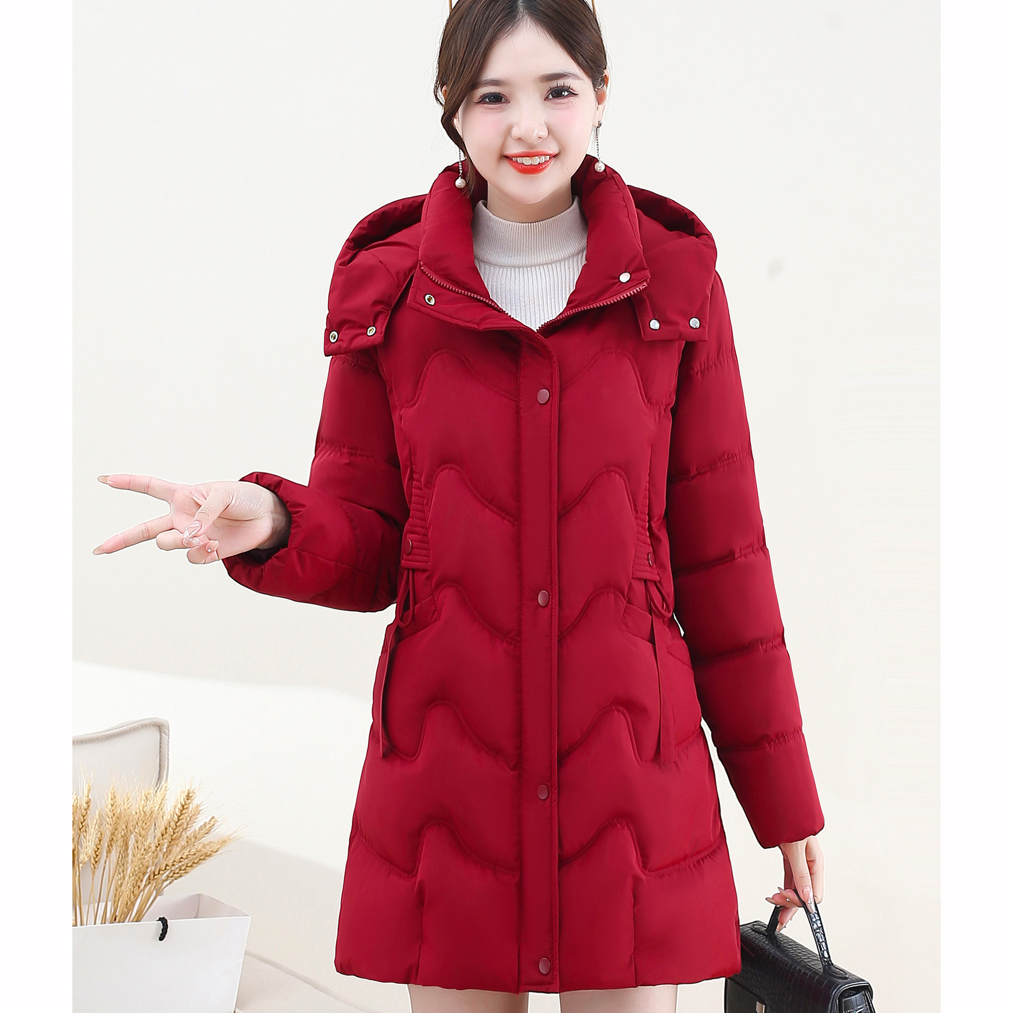 中长款羽绒棉衣女冬季加厚妈妈修身2025新款棉服外套显瘦女款棉袄