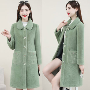 皮毛一体水貂绒外套秋冬中长款2021新款加厚40岁50妈妈气质大衣潮