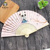 可爱熊猫纸质折扇个性 拍摄道具成都旅游纪念礼品 古风扇子汉服古装