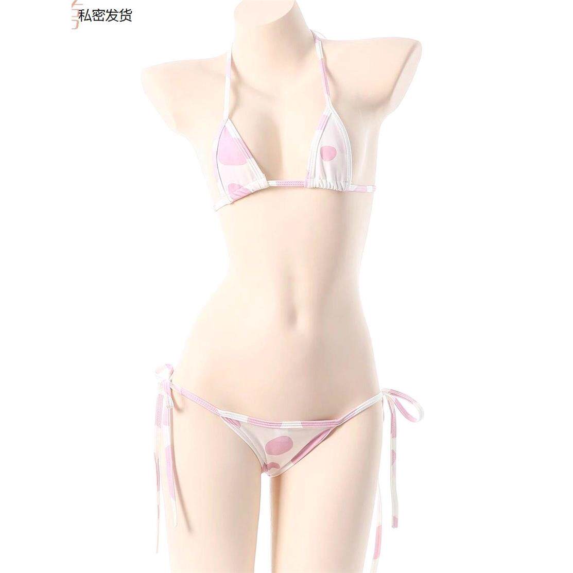 辣妹比基尼超暴露床上三点式一根绳内衣丁字款超小绑带文胸性感