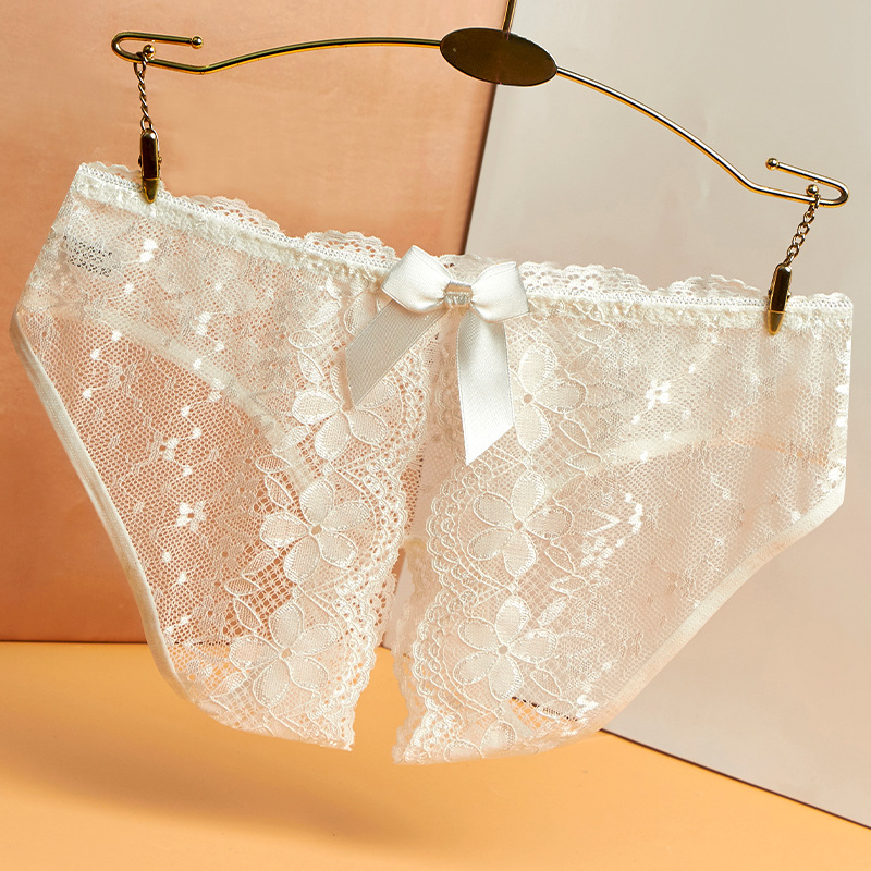 日系全透明蕾丝开裆内裤