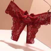叉镂空诱惑老公开 插开 档可免穿脱 情绪蕾丝放入款 性感女士内裤