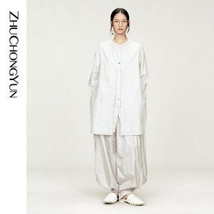 套装 休闲裤 东方感廓形简约色织宽松衬衫 ZHUCHONGYUN2026夏新款