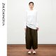 宽松长裤 ZHUCHONGYUN秋季 亚麻绑带休闲裤