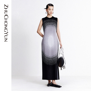 圆启提花收身无袖 ZHUCHONGYUN秋季 连衣裙 圆启东方