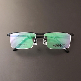 超轻纯钛TITANIUM黑色半框近视眼镜框架 merriandy商务防蓝光男款