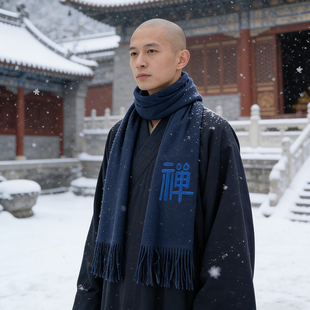 冬季寺院出家师父僧人保暖绒围巾和尚尼姑比丘围脖禅意中国风柔软