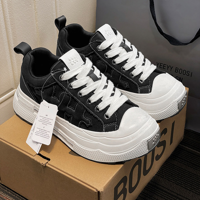 正品王鹤棣同款重奏系列帆布鞋男鞋女2026新款梅花厚底百搭小脏鞋